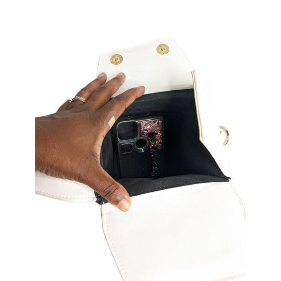 Takeout Box Purse Shoulder Bag Small White Red Gold Tone chain 2 snap closure - Picture 5 of 13